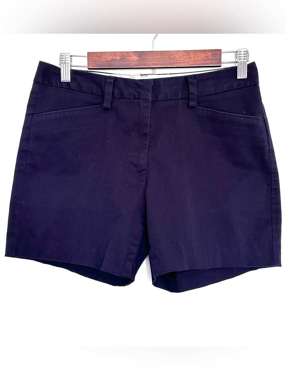 Lands’ End Shorts Women’s Size 6 Navy Blue Pockets Zipper Button